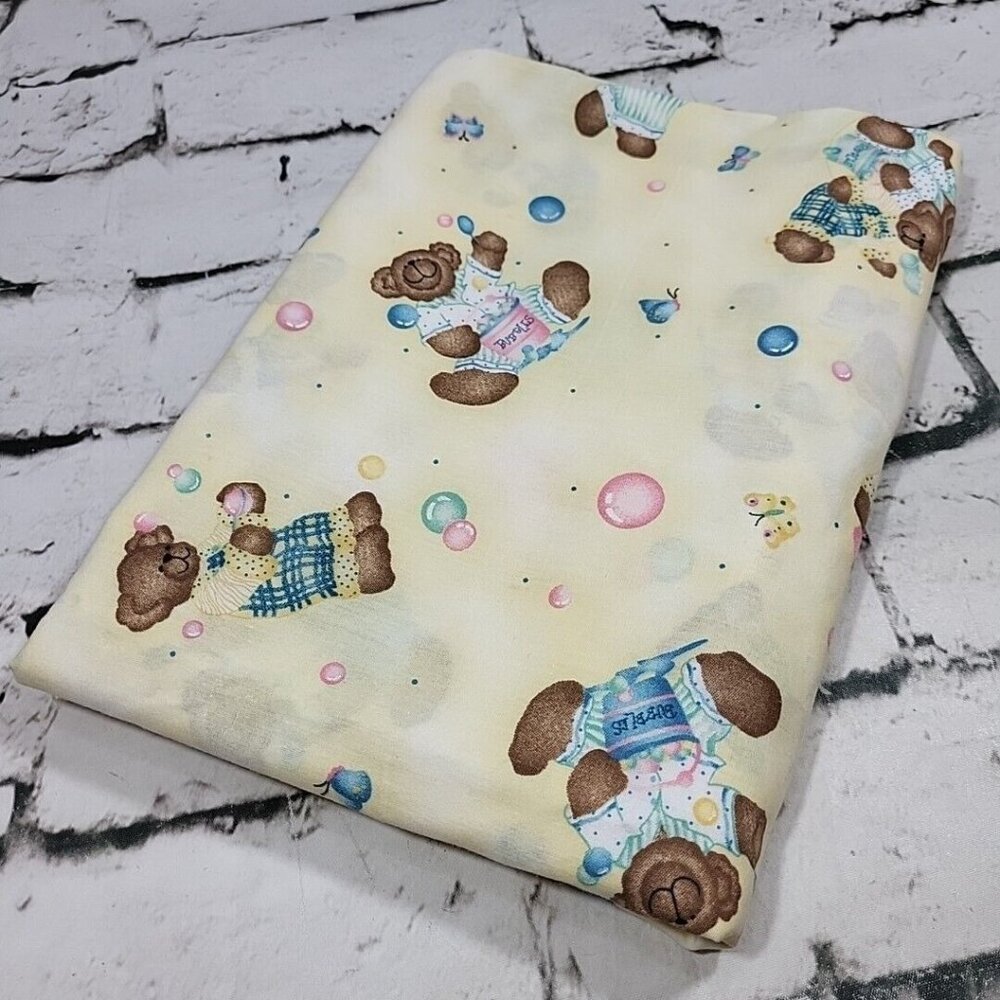 Vintage‎ Daisy Kingdom Butterfly Bears Fabric 44" X 70" Teddy Bears Flawed